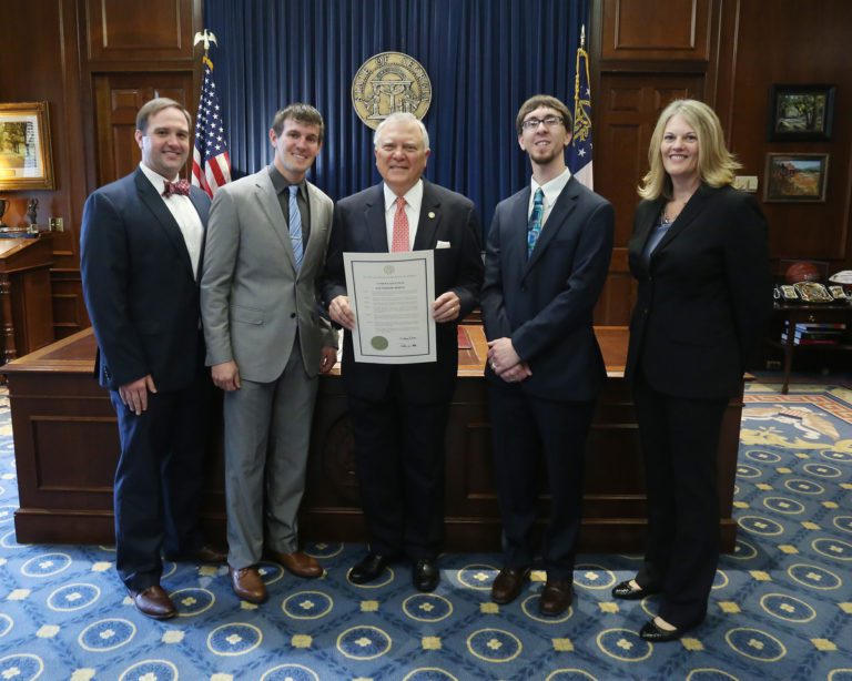 Pictured in Photo: Perry Walden, Tim Yoder, Governor Deal, Cade Curtis and KJ Otis